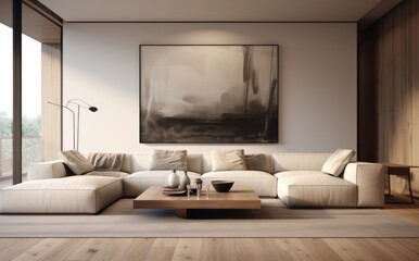 Spacious Living Room With Striking Wall Painting