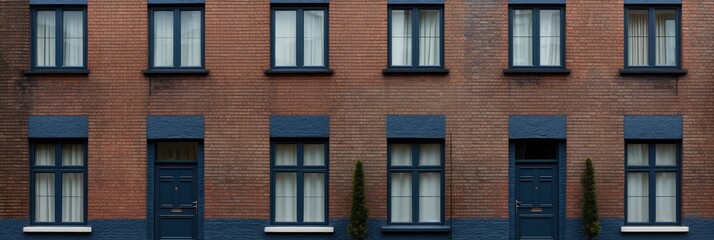 Obraz premium Tall Brick Building With Many Windows