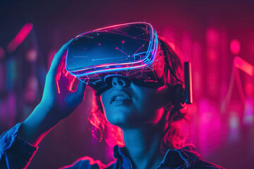Virtual reality headset experience, an immersive image featuring a person using a virtual reality headset.