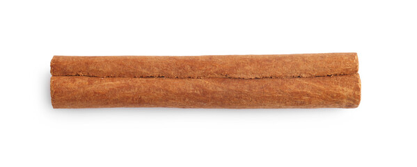 Aromatic cinnamon stick isolated on white, top view