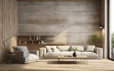 Living Room With White Couch and Coffee Table