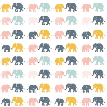 Elephants seamless pattern. Can be used for gift wrapping, wallpaper, background