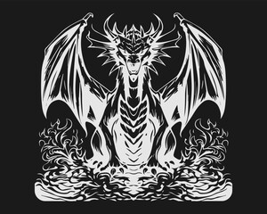 Vector illustration of the symbol of the year 2024, the Dragon, with a gradient background
