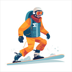 cartoon the snowboarder from the side of a mountain