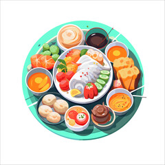 plate with chopsticks and rolls with rice salmon for eating with soy sauce wasabi and ginger in sushi bar or Japan restaurant