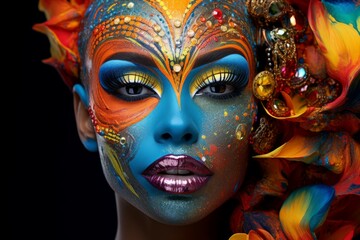 Obraz premium Luxurious Makeup palette. Compact fashion product. Generate Ai
