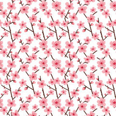 Cherry blossoms seamless pattern. Can be used for gift wrapping, wallpaper, background
