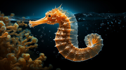 seahorse under the ocean photograph - obrazy, fototapety, plakaty