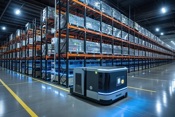 the future with an automated warehouse - obrazy, fototapety, plakaty