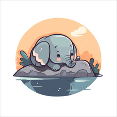 CARTOON ELEPHANT ELEMENT STICKER EDUCATION ILLUSTRATION