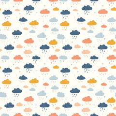Fototapeta premium Rain clouds seamless pattern. Can be used for gift wrapping, wallpaper, background
