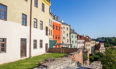 Fototapeta na wymiar Colorful houses on the hill in Lublin, Poland