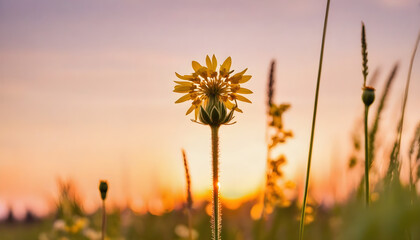 aesthetic close-up of wildflowers at sunset