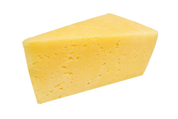 Piece of cheese on an isolated white background.