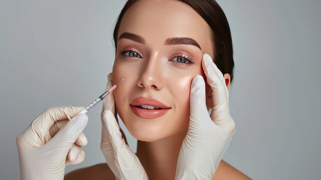 concept of beauty and botox with young woman   