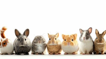 cute animals group on white background 