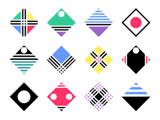 Square Design Elements. Abstract Geometric Icons Set.