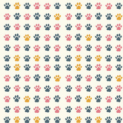 Paw prints seamless pattern. Can be used for gift wrapping, wallpaper, background