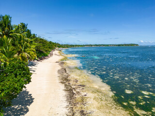 Philippines Aerial View. Tropical Island Turquoise Blue Sea Water. Siargao Island, Philippines, Southeast Asia.