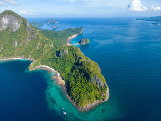 Philippines Aerial View. Cadlao Island. Palawan Tropical Landscape. El Nido, Palawan, Philippines....