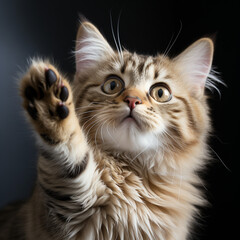 Cute kitten gives high five