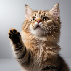 Cute kitten gives high five
