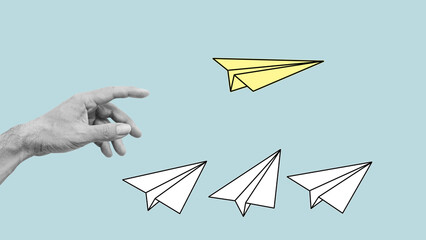Competitive advantage is shown using the collage with paper airplanes