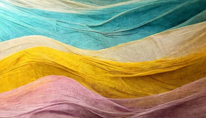 colorful and soft fabrics waving in the wind with dynamic waves beautiful abstract texture background for a nice and colorful horizontal background wallpaper in pastel hues for a calm mood