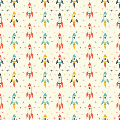 Fototapeta na wymiar Rockets seamless pattern. Can be used for gift wrapping, wallpaper, background