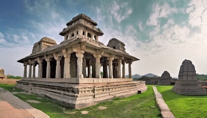 architecture of ancient ruins of temple in hampi