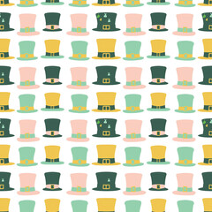 Leprechaun hats seamless pattern. Can be used for gift wrapping, wallpaper, background