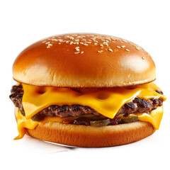 Clean-Cut Cheeseburger on White
