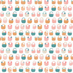 Easter baskets seamless pattern. Can be used for gift wrapping, wallpaper, background
