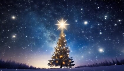 Fototapeta na wymiar christmas star shining brightly in night sky generative ai