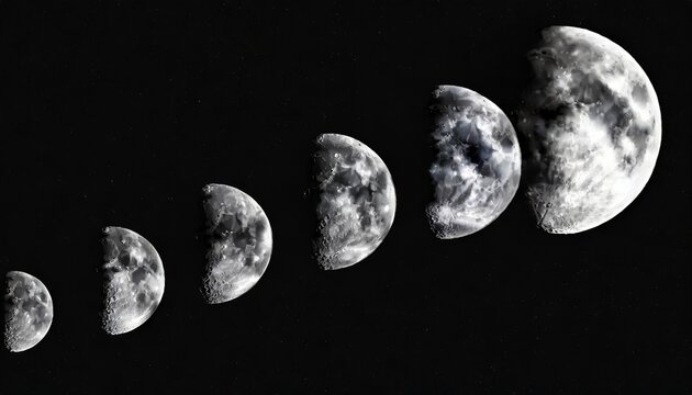 phases of the moon waxing crescent first quarter waxing gibbous full moon waning gibbous third guarter waning crescent new moon overlay collage elements of this image furnished by nasa