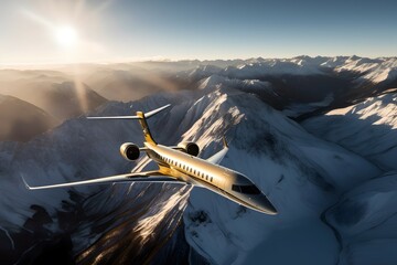 A breathtaking photograph of the Bombardier Global 7000, captured as it soars gracefully above a...