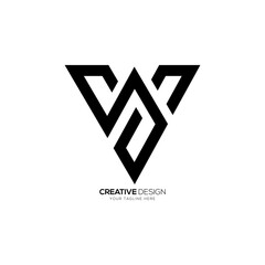 Modern triangle line art letter s w v with creative unique monogram abstract logo