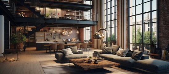 Obraz premium Contemporary designer, loft-style apartment.
