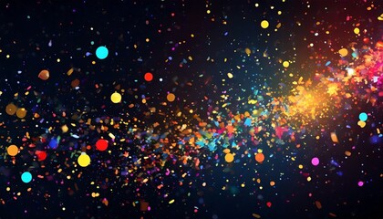colorful confetti on dark background bright explosion on black texture with different glitters abstract pattern for work print for banners posters and flyers doodle for design and business
