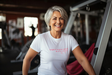 Fototapeta premium Happy Plus-Size Woman Enjoying Fitness Journey