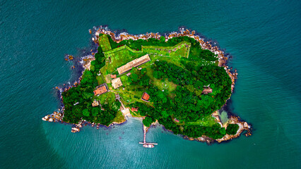 Ilha Tropical Fortaleza de Anhatomirim Portuguesa Antigo Verão Paraíso Sul Atlântico...