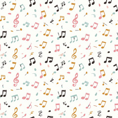 Music notes seamless pattern. Can be used for gift wrapping, wallpaper, background