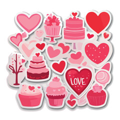 Set of vectors for Valentine's day. Watercolor hearts and lovers. Significant other.