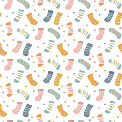 Socks seamless pattern. Can be used for gift wrapping, wallpaper, background
