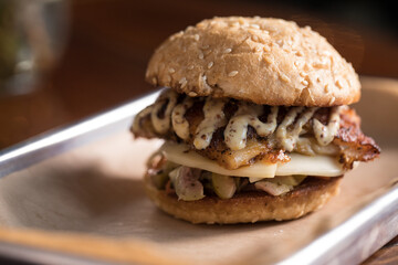 pulled sandwich on plate