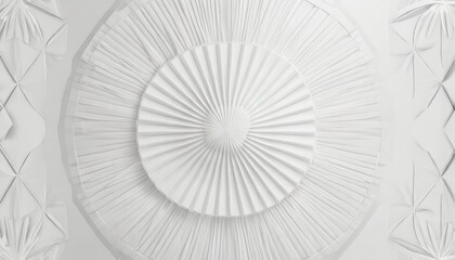 white abstract geometric flower wallpaper background elegant minimal subtle light grey shadow sacred geometry mandala packaging or display backdrop technology or luxury concept 3d fractal rendering