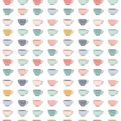 Teacups seamless pattern. Can be used for gift wrapping, wallpaper, background