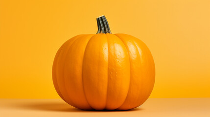 A pumpkin on a yellow background