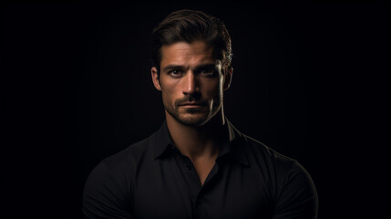 Fototapeta premium A male model on a black background