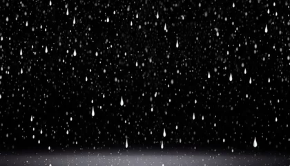 Fototapete rain or snow fall concept falling raindrops on black background © Irene